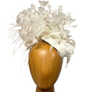 ava white bridal feathered fascinator
