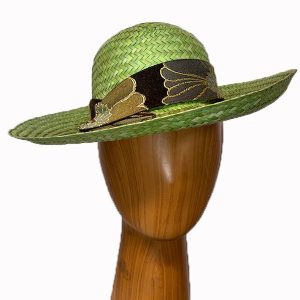 lime green straw hat