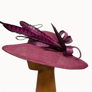 maroon feather fascinator hat