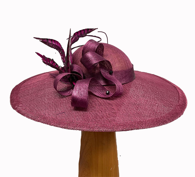 maroon feather fascinator hat