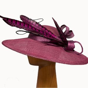 maroon feather fascinator hat