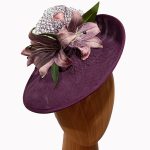 Eggplant lily netting fascinator