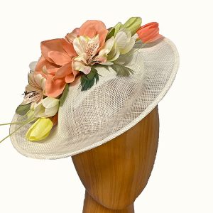 white pastel flower fascinator