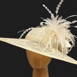 Ivory Embroidered feathered Hat