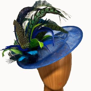 Royal blue multi feathers fascinator
