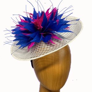 ivory fuchsia blue fascinator