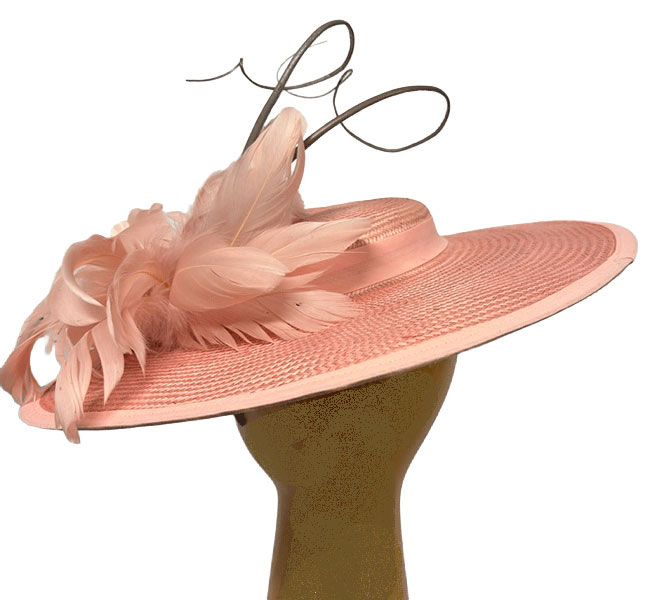 Peach-Flower-feathers-fascinator