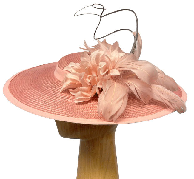 Peach-Flower-feathers-fascinator