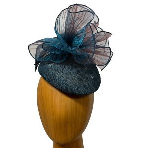 teal pleated organza fascinator