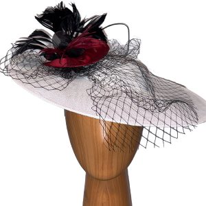 Lark white black fascinator hat