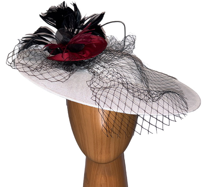 Lark white black fascinator hat