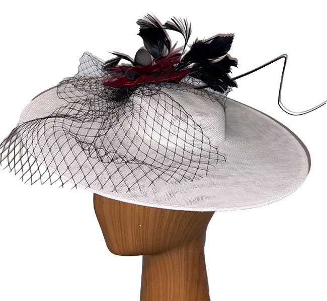 Lark white black fascinator hat