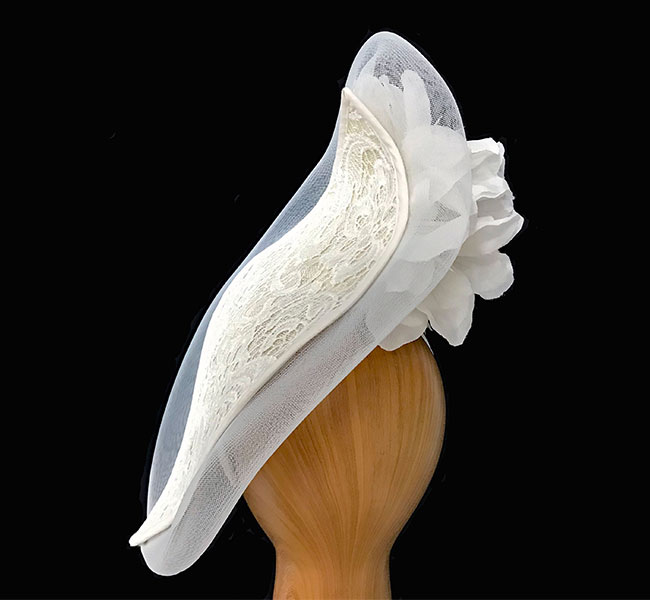 white lace bridal fascinator
