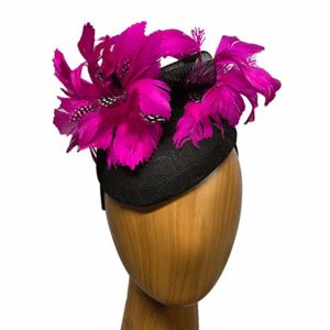 navy fuchsia feathers fascinator