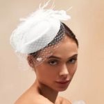 white netting bridal pillbox
