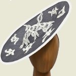 grey ivory appliqué fascinator