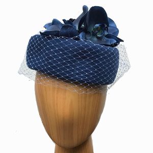 Blue wool flowers pillbox