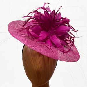 Fuchsia feather flower fascinator