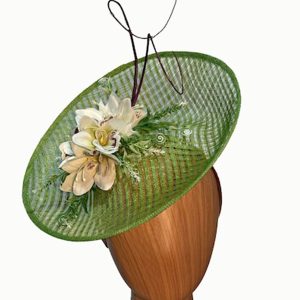 Lime green windowpane fascinator