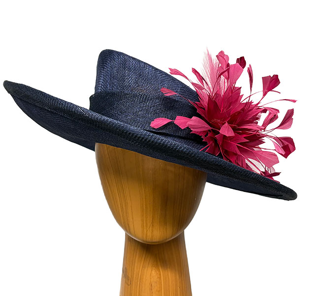 Navy-raspberry-feathers-hat