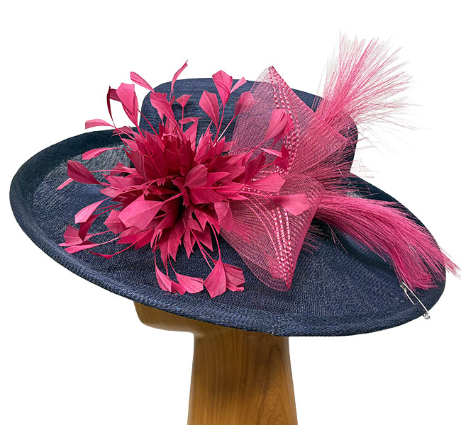 Navy-raspberry-feathers-hat