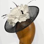 black ivory windowpane fascinator