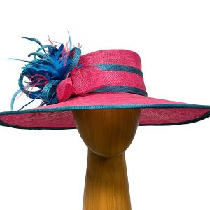 pink-turquoise-feathered-hat