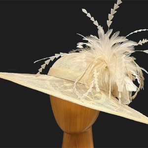 Ivory Embroidered feathered Hat