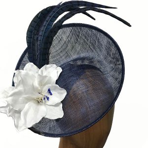 Navy white lily fascinator