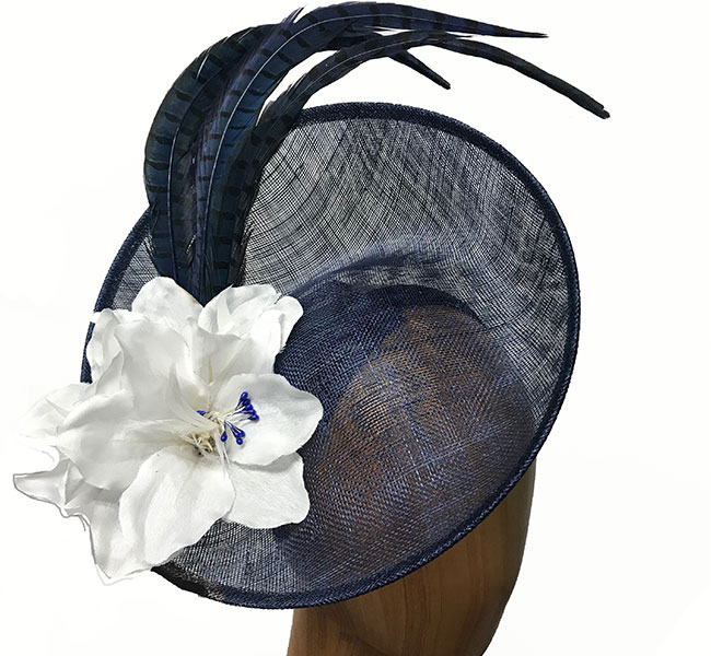Navy white lily fascinator