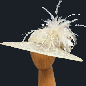 Ivory Embroidered feathered Hat
